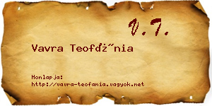 Vavra Teofánia névjegykártya